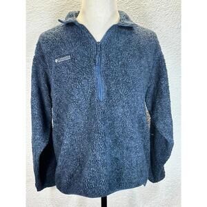 Columbia Half Zip Pullover Fleece Blue Mens Small